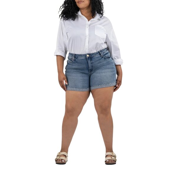 Kut From The Kloth Jane Denim Shorts Plus Size 20W High Waisted Medium Wash NEW - Picture 1 of 10